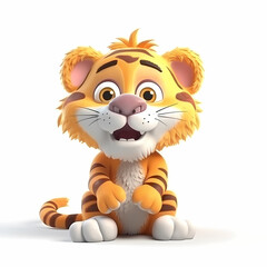 Obraz premium Baby Tiger 3D. Generative AI