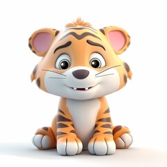 Baby Tiger 3D. Generative AI