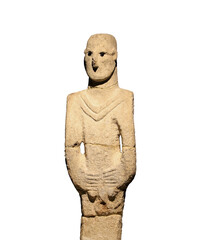 SANLIURFA, TURKEY, OCTOBER 21, 2020: The oldest human-size statue found around Balikligol in...