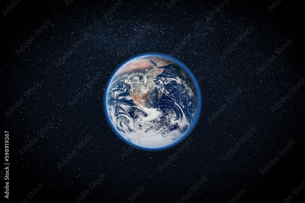 Wall mural space and planet earth. sphere of planet earth and cloud, people's life. solar system element. eleme