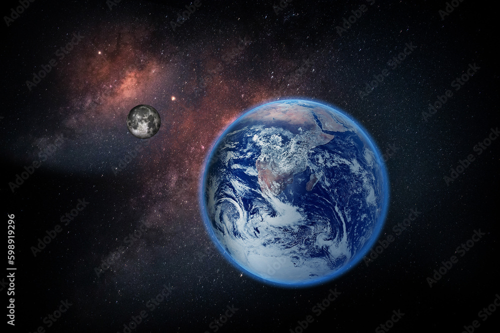 Wall mural space and planet earth. sphere of planet earth and cloud, people's life. solar system element. eleme