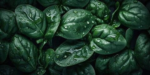 Obraz premium AI Generated. AI Generative. Photo realistic set bundle of green eco healthy spinach herbs. Can be used like pattern background or graphic decoration. Graphic Art