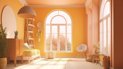 Home interior background, cozy room in farmhouse style. Generative Ai