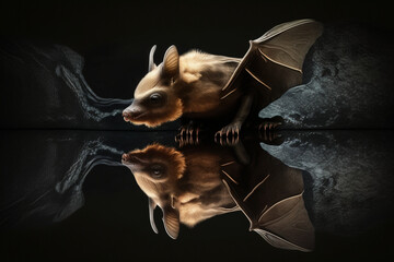 Bat with Black reflecting Background