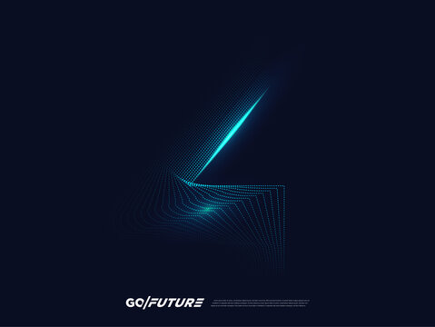 Creative technology digital number typography four, fourth, 4th, 4 font. Modern futuristic blue lines and light effect on the dark background for ai logo, big data, new year poster, anniversary type…