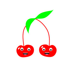 cherry cartoon illustration with happy expressions 