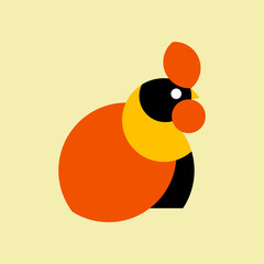 abstract rooster logo flat design vector illustration. geometrical chicken vector. Farm and poultry animal symbol or label vector