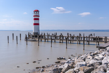 View of lighthouse at Lake Neusiedl in Podersdorf am See, Austria