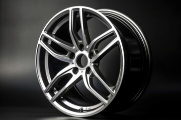 Obraz premium car wheel on black background, ai generative