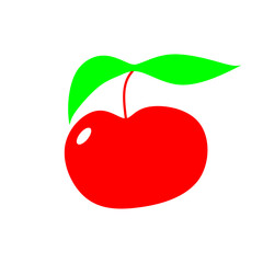 cherry with leaf isolated background 