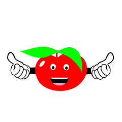 Fototapeta premium cherry cartoon illustration with happy expressions. Apple cartoon illustration