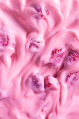 Fototapeta premium strawberry flavored yogurt background,Texture of ice cream with strawberries and raspberries