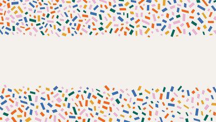 Festive frame background with colorful confetti. Many falling tiny confetti on white background. Celebration backdrop, vector graphic design Generative AI