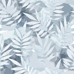 Leaves pattern. Watercolor leaves seamless vector background, textured jungle print