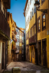 A colorful alley in the city of porto in the north of Portugal