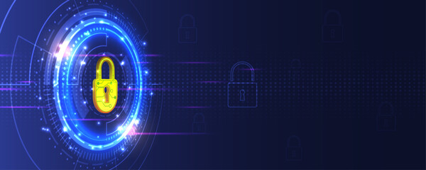 Network protection concept on abstract technology background. Protection data security concept. Cybersecurity digital Protection system innovation concept.