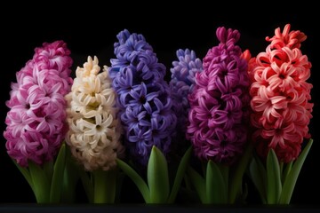 multi-colored hyacinths, traditional easter flowers, flower background, easter spring background. 