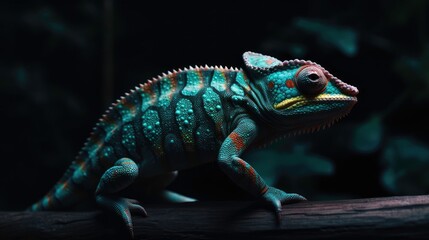 Computer Technology and Wildlife: A Mysterious Picture of a Colorful Chameleon Created by AI