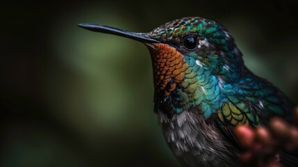 Obraz premium The Detail and Color of a Hummingbird in Macro: A Picture Created by AI