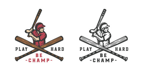 Vintage retro baseball sport emblem, logo, badge, label. mark, poster or print. Monochrome Graphic Art. Vector Illustration.