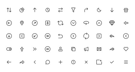 Arrows set icons.User interface iconset collection. Arrow icon. Arrow vector collection. Arrow. Cursor. Modern simple arrows.