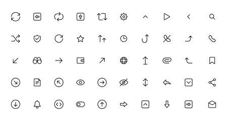 Arrows set  icons.User interface iconset collection. Arrow icon. Arrow vector collection. Arrow. Cursor. Modern simple arrows.