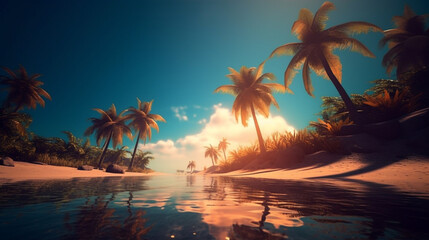 summer beach tropical. Generative AI