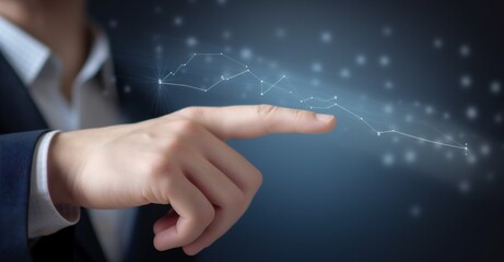 hand cyberspace business concept virtual analysis graph chart technology network. Generative AI. Generative AI