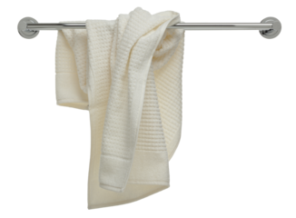 Used towel on a rail, transparent background