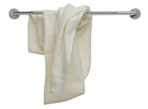 Used towel on a rail, transparent background