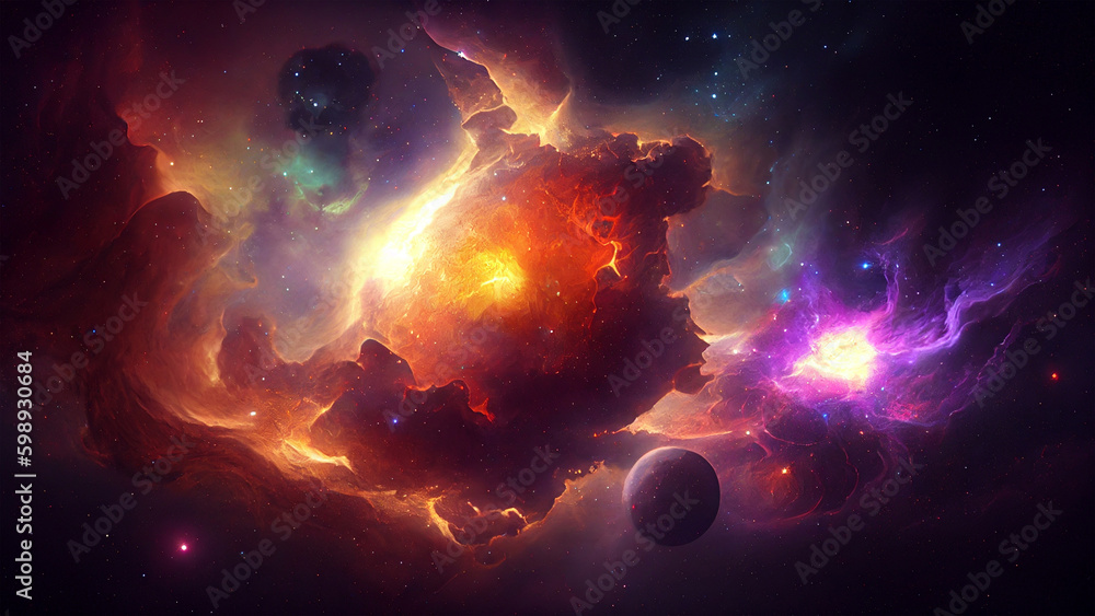 Wall mural abstract outer space nebula galaxy abstract background. generative ai.