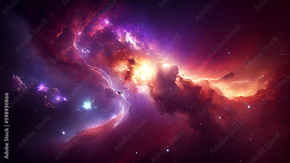 Wall mural abstract outer space nebula galaxy abstract background. generative ai.