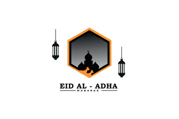 Eid Al Adha Mubarak the celebration of Muslim community festival background design with goat and star paper cut style.