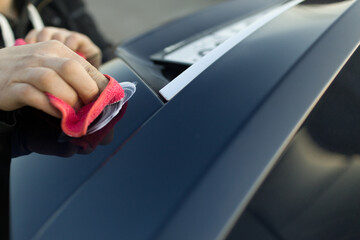 Handcraft manual polishing paste cleaning car with microfiber cloth detailing valet vehicle paint lacquer