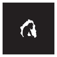 primitive caveman logo, an extinct species of archaic humans viewed from side