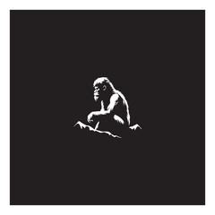 Fototapeta na wymiar primitive caveman logo, an extinct species of archaic humans viewed from side