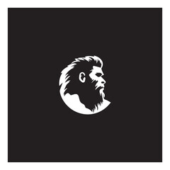 primitive caveman logo, an extinct species of archaic humans viewed from side