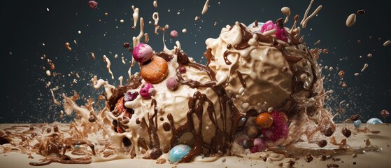 Appetizing ice cream. Aesthetically attractive ice cream. Generative AI - obrazy, fototapety, plakaty