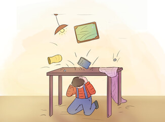 earthquake safety tips educational illustration for children