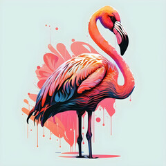 Colorful flamingo pop art