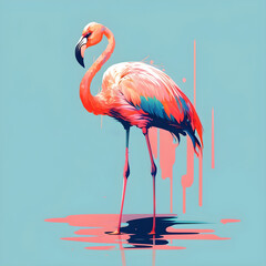 Colorful flamingo pop art