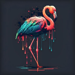 Colorful flamingo pop art