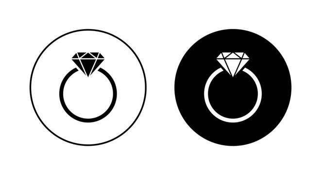 Diamond ring icon vector isolated on circle background