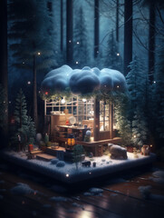Mini Snow View Cabin,created with Generative AI tecnology.