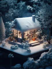 Mini Snow View Cabin,created with Generative AI tecnology.