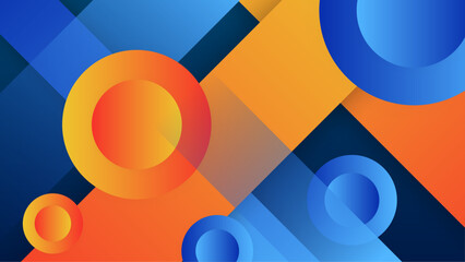 Obraz premium Geometric Abstract Backgrounds Design. Composition of simple geometric shapes on a blue background. For use in Presentation, Flyer and Leaflet, Cards, Landing, Website Design. Vector