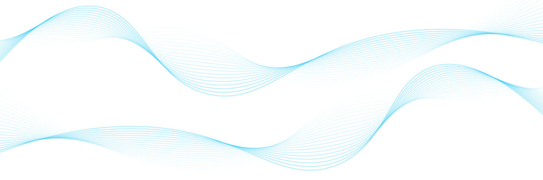 Abstract blue smooth waves on white background.Vector illustration.