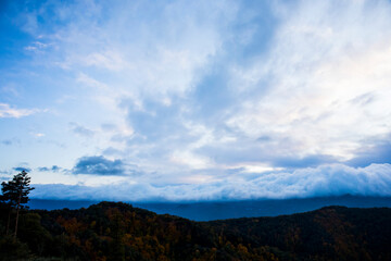 Autumn sunset in La Vall D En Bas, La Garrotxa, Spain