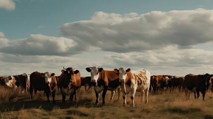 a herd of cows in a field Generative AI