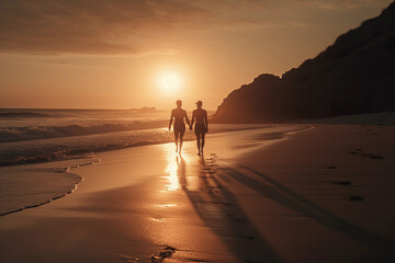 Fototapeta na wymiar A Romantic Stroll on the Beach 2
